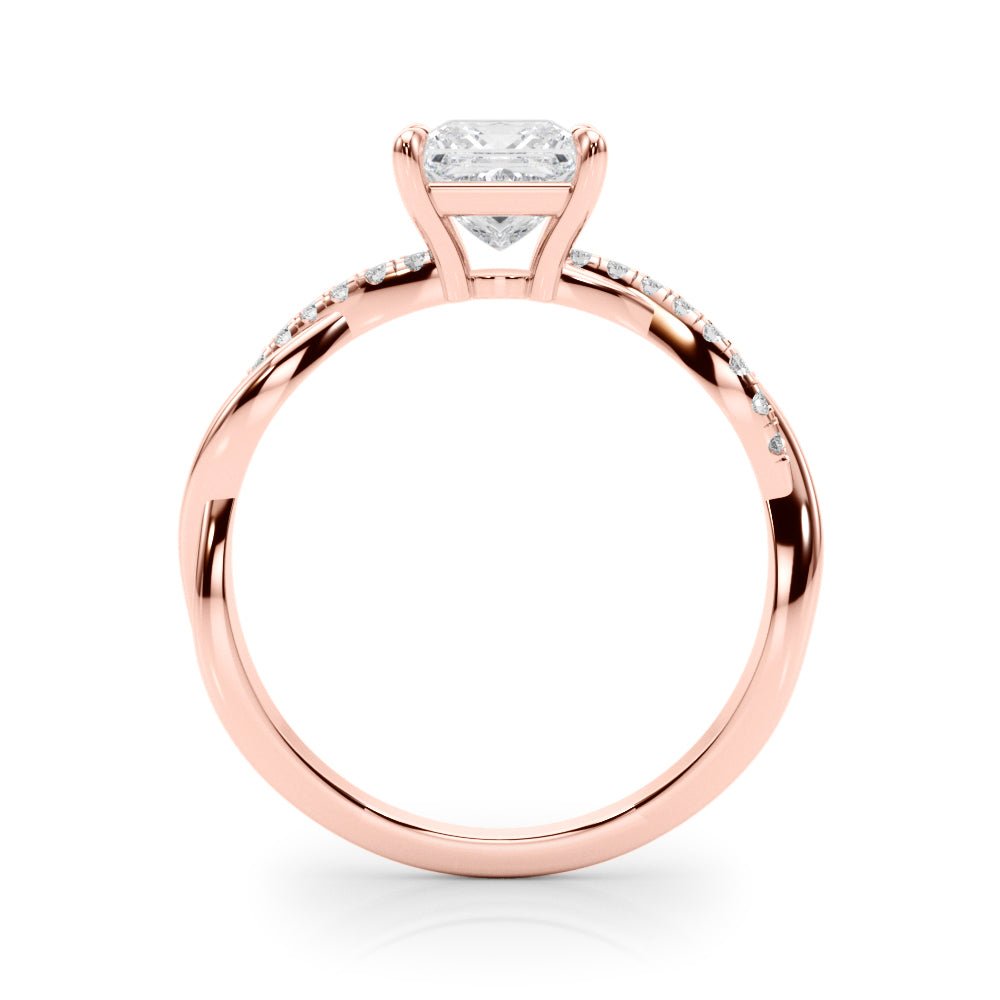 1.00CT 14K Princess Cut Diamond Ring Accented With Round Diamonds on a Twisted Shoulder Design - Luxury Rings - Design Jewellers Edmonton