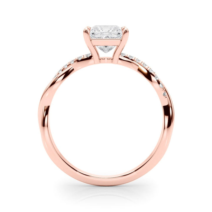 1.00CT 14K Princess Cut Diamond Ring Accented With Round Diamonds on a Twisted Shoulder Design - Luxury Rings - Design Jewellers Edmonton
