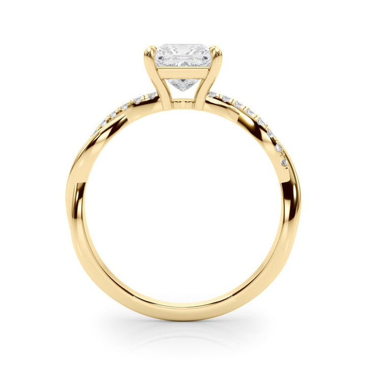 1.00CT 14K Princess Cut Diamond Ring Accented With Round Diamonds on a Twisted Shoulder Design - Luxury Rings - Design Jewellers Edmonton