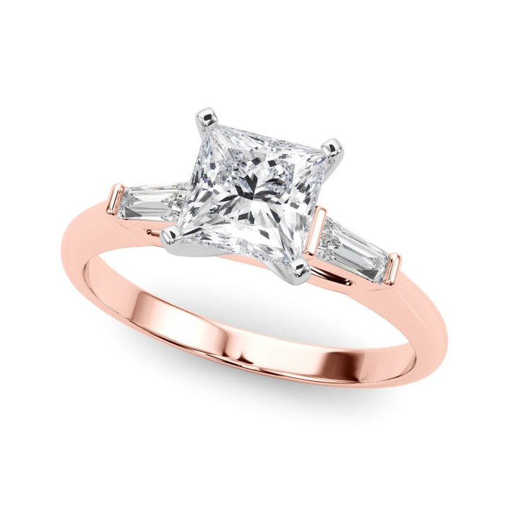 1.00CT 14K Princess Cut Diamond Ring Accented With Tapered Baguette Cut Diamonds - Luxury Rings - Design Jewellers Edmonton