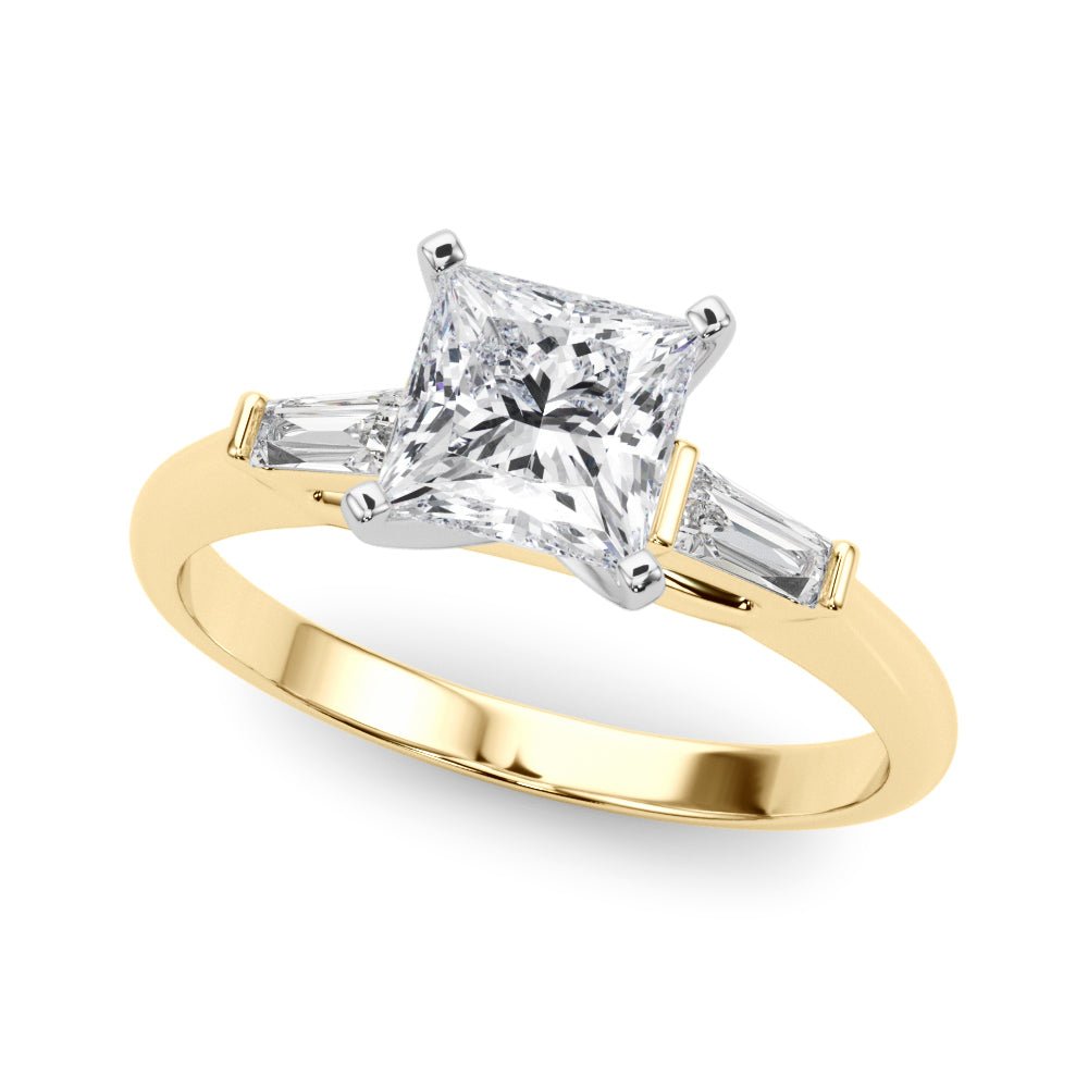 1.00CT 14K Princess Cut Diamond Ring Accented With Tapered Baguette Cut Diamonds - Luxury Rings - Design Jewellers Edmonton