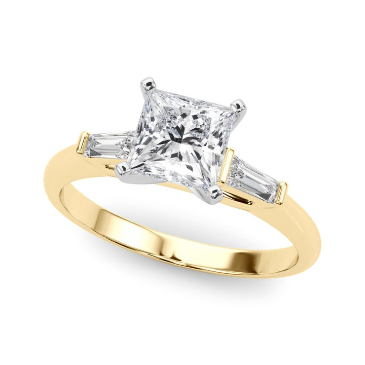 1.00CT 14K Princess Cut Diamond Ring Accented With Tapered Baguette Cut Diamonds - Luxury Rings - Design Jewellers Edmonton