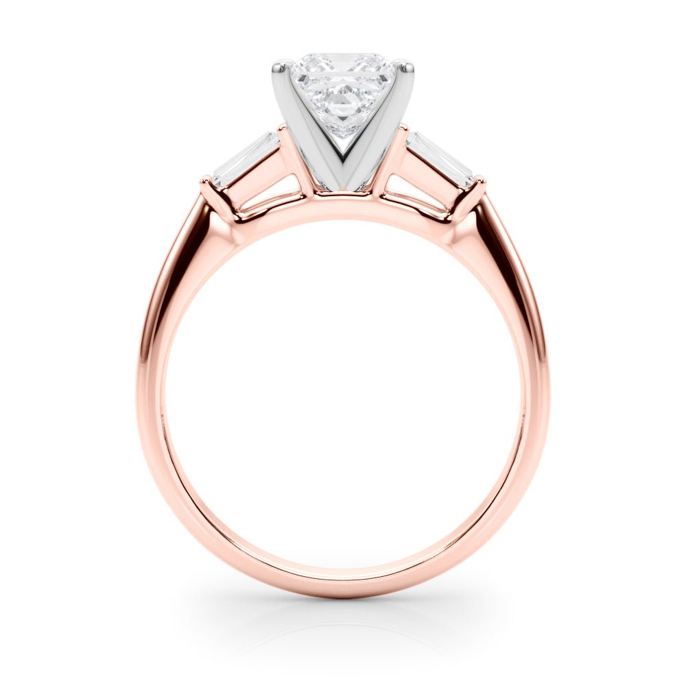 1.00CT 14K Princess Cut Diamond Ring Accented With Tapered Baguette Cut Diamonds - Luxury Rings - Design Jewellers Edmonton
