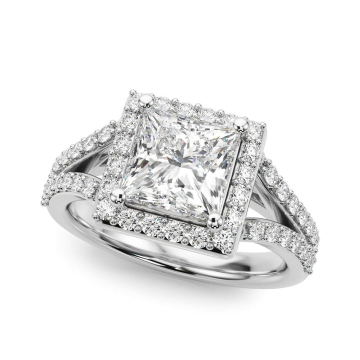 1.00CT 14K Princess Cut Halo With a Split Shank Design - Engagement rings - Design Jewellers Edmonton