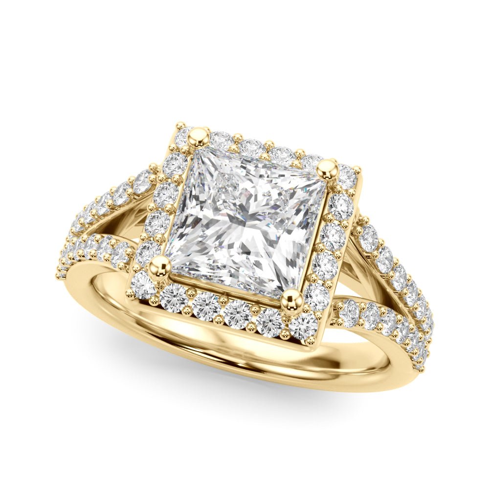 1.00CT 14K Princess Cut Halo With a Split Shank Design - Engagement rings - Design Jewellers Edmonton