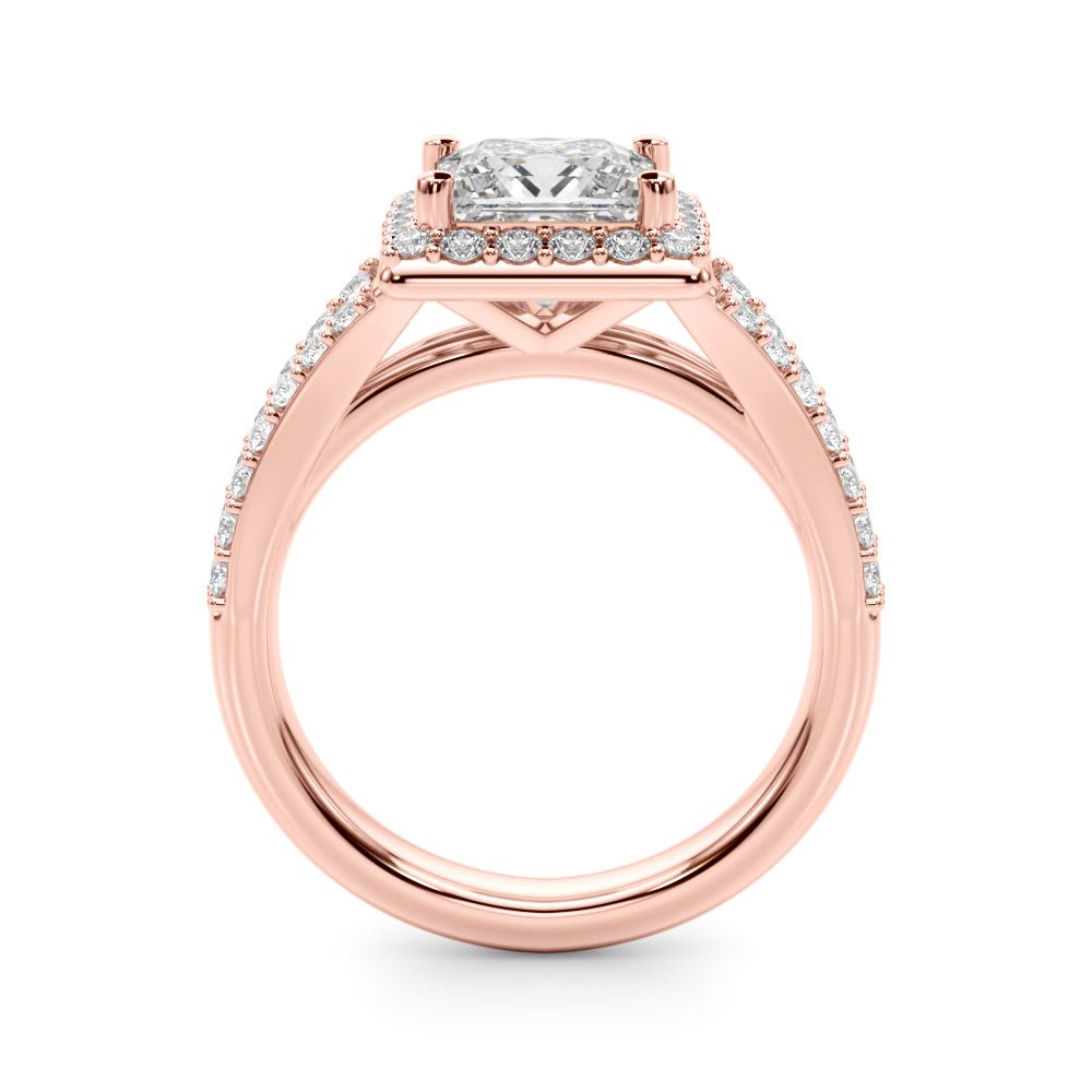 1.00CT 14K Princess Cut Halo With a Split Shank Design - Engagement rings - Design Jewellers Edmonton