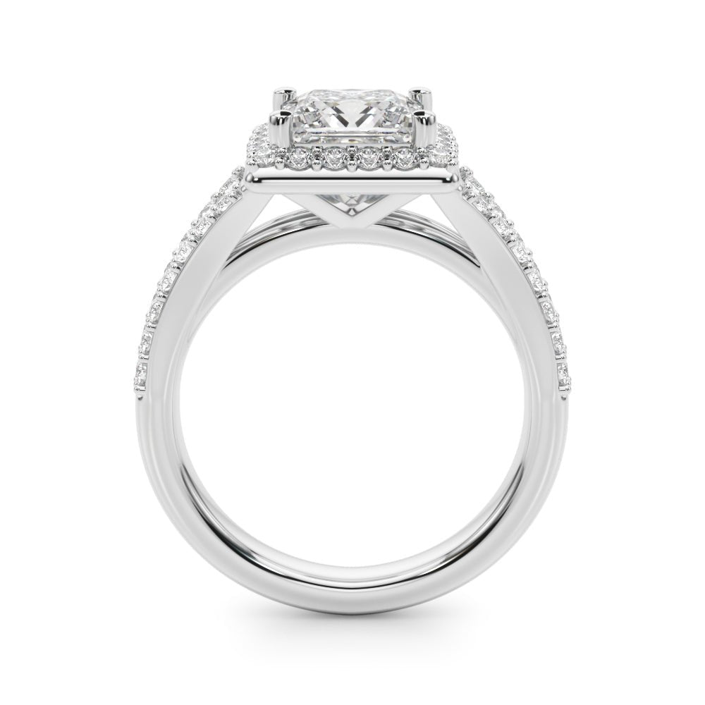 1.00CT 14K Princess Cut Halo With a Split Shank Design - Engagement rings - Design Jewellers Edmonton