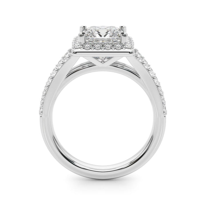 1.00CT 14K Princess Cut Halo With a Split Shank Design - Engagement rings - Design Jewellers Edmonton