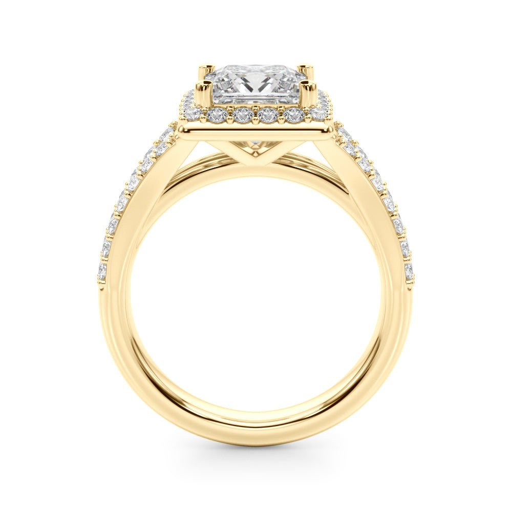 1.00CT 14K Princess Cut Halo With a Split Shank Design - Engagement rings - Design Jewellers Edmonton