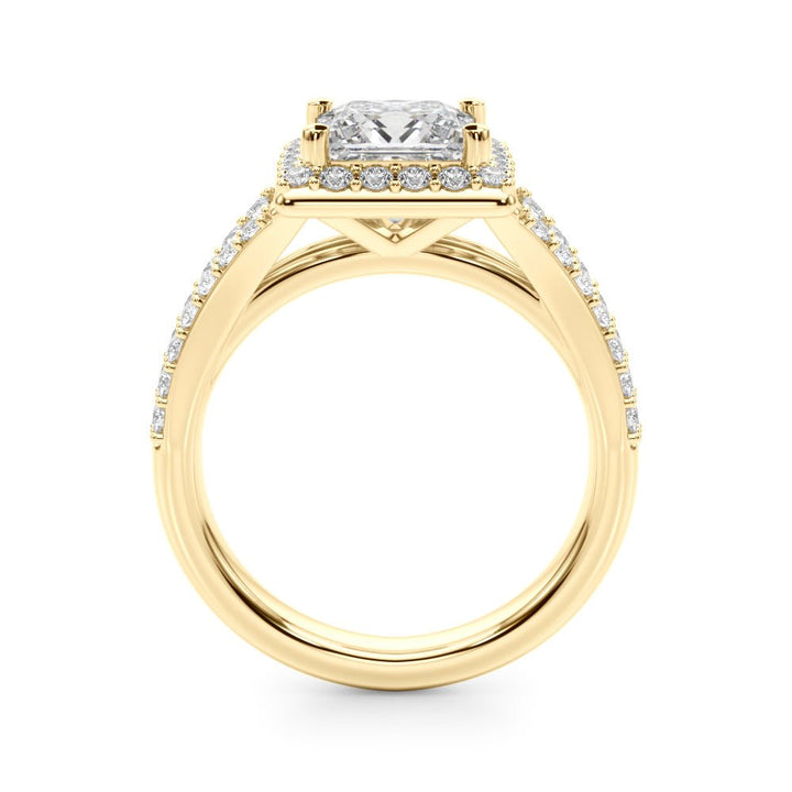 1.00CT 14K Princess Cut Halo With a Split Shank Design - Engagement rings - Design Jewellers Edmonton