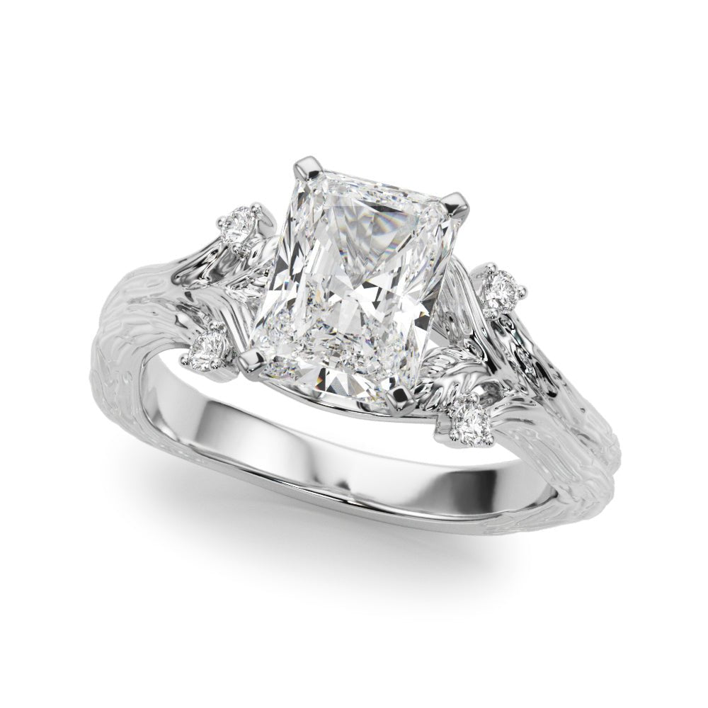 1.00CT 14K Radiant Cut Bark Texture Ring