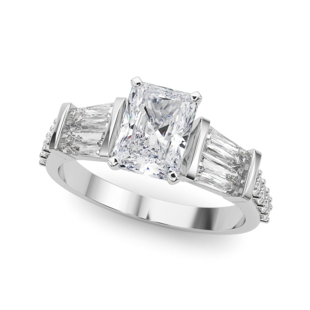 1.00CT 14K  Radiant Cut Diamond Design With Baguette Diamonds