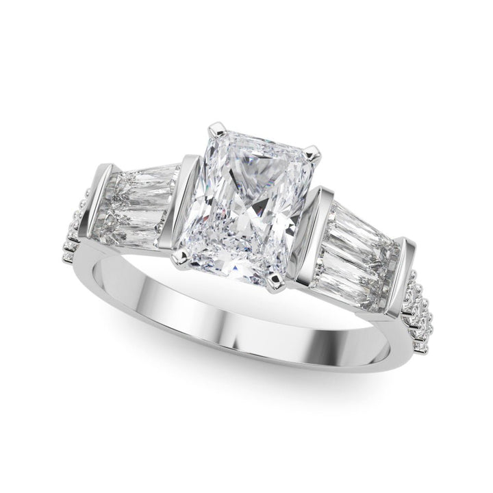 1.00CT 14K Radiant Cut Diamond Design With Baguette Diamonds - Engagement rings - Design Jewellers Edmonton