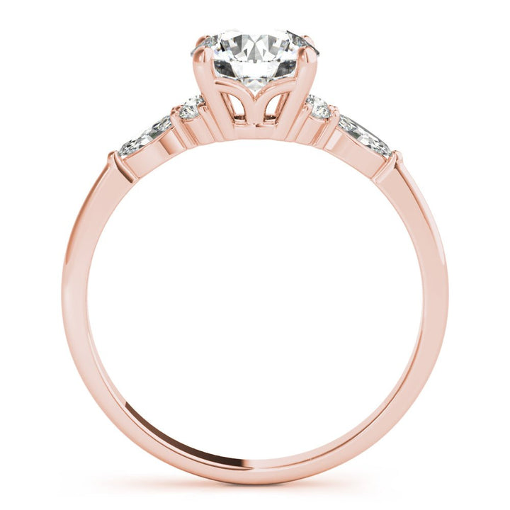 1.00CT 14K Round Brilliant Cut Diamond Design Accented With Marquise Cut Diamonds On The Shoulders - Luxury Rings - Design Jewellers Edmonton
