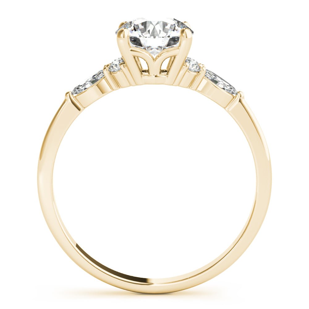 1.00CT 14K Round Brilliant Cut Diamond Design Accented With Marquise Cut Diamonds On The Shoulders - Luxury Rings - Design Jewellers Edmonton