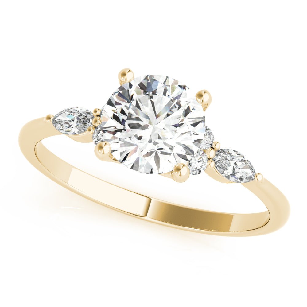1.00CT 14K Round Brilliant Cut Diamond Design Accented With Marquise Cut Diamonds On The Shoulders - Luxury Rings - Design Jewellers Edmonton