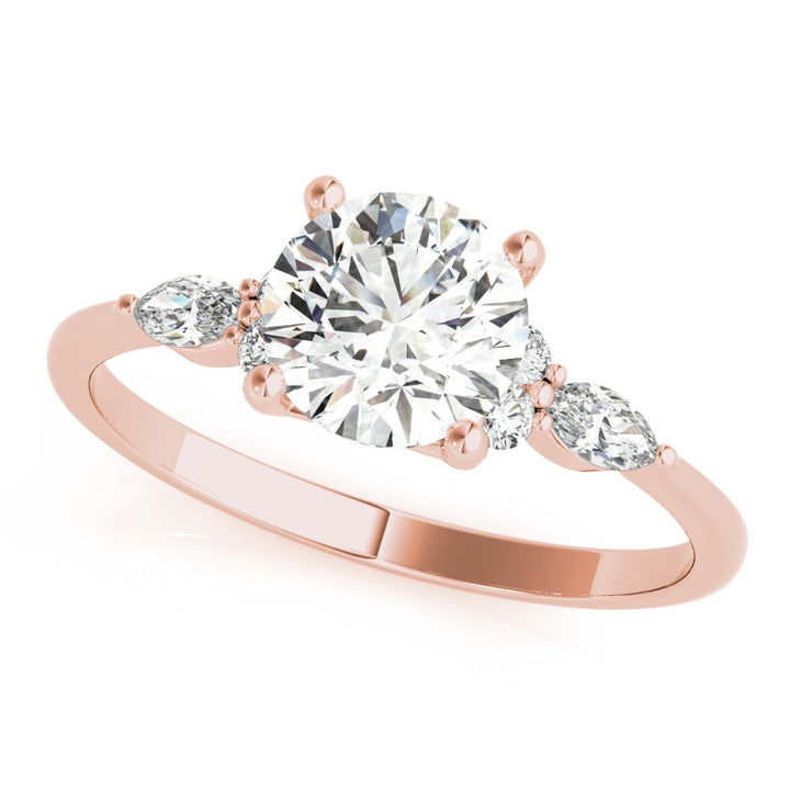 1.00CT 14K Round Brilliant Cut Diamond Design Accented With Marquise Cut Diamonds On The Shoulders - Luxury Rings - Design Jewellers Edmonton