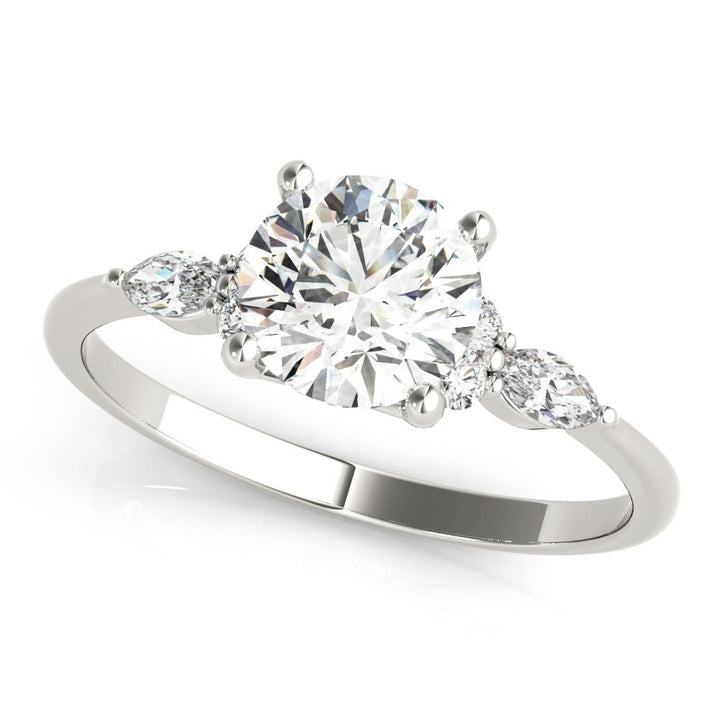 1.00CT 14K Round Brilliant Cut Diamond Design Accented With Marquise Cut Diamonds On The Shoulders - Luxury Rings - Design Jewellers Edmonton