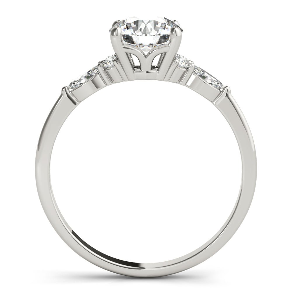 1.00CT 14K Round Brilliant Cut Diamond Design Accented With Marquise Cut Diamonds On The Shoulders - Luxury Rings - Design Jewellers Edmonton