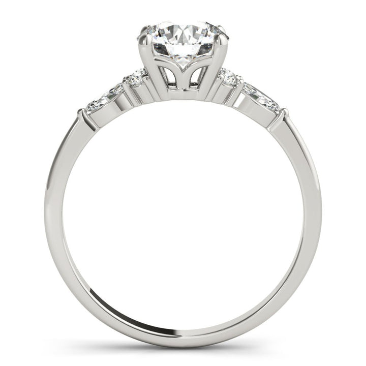 1.00CT 14K Round Brilliant Cut Diamond Design Accented With Marquise Cut Diamonds On The Shoulders - Luxury Rings - Design Jewellers Edmonton