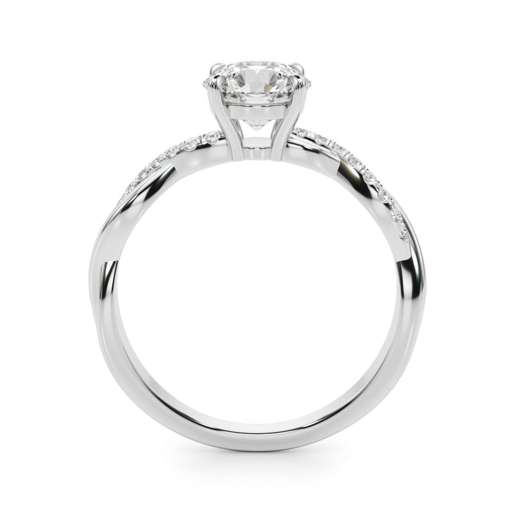 1.00CT 14K Round Brilliant Cut Diamond Ring Accented With Diamonds on a Twisted Shoulder Design - Luxury Rings - Design Jewellers Edmonton