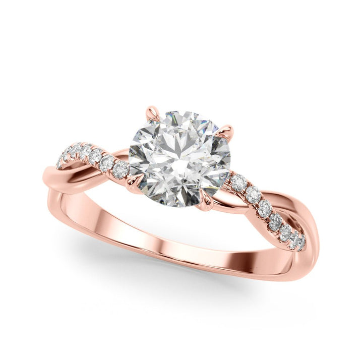 1.00CT 14K Round Brilliant Cut Diamond Ring Accented With Diamonds on a Twisted Shoulder Design - Luxury Rings - Design Jewellers Edmonton