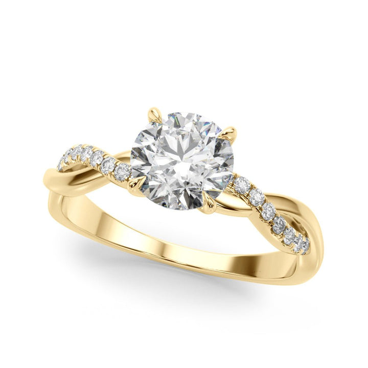 1.00CT 14K Round Brilliant Cut Diamond Ring Accented With Diamonds on a Twisted Shoulder Design - Luxury Rings - Design Jewellers Edmonton