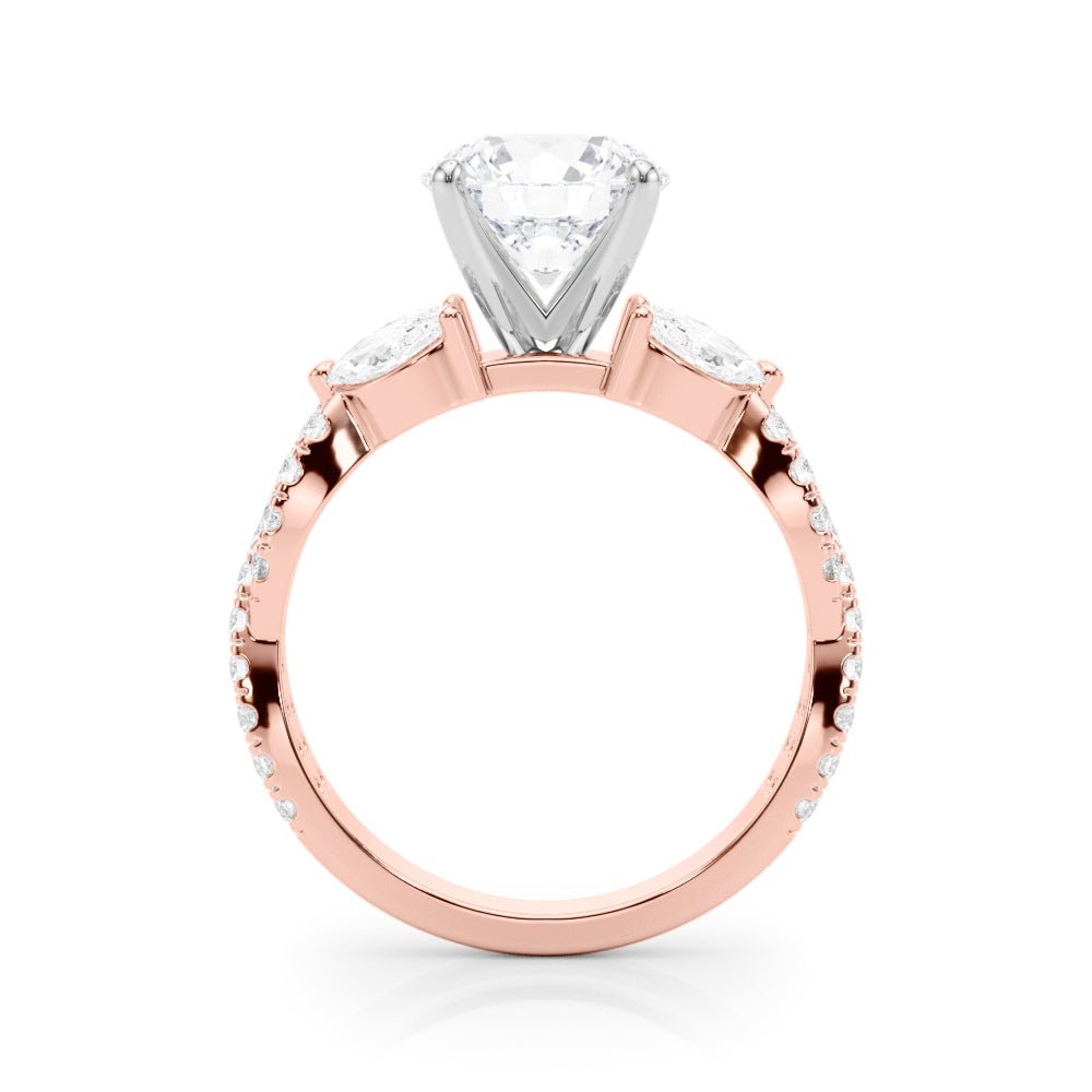 1.00CT 14K Round Brilliant Cut Diamond Ring Accented With Marquise and Round Cut Diamonds - Engagement rings - Design Jewellers Edmonton