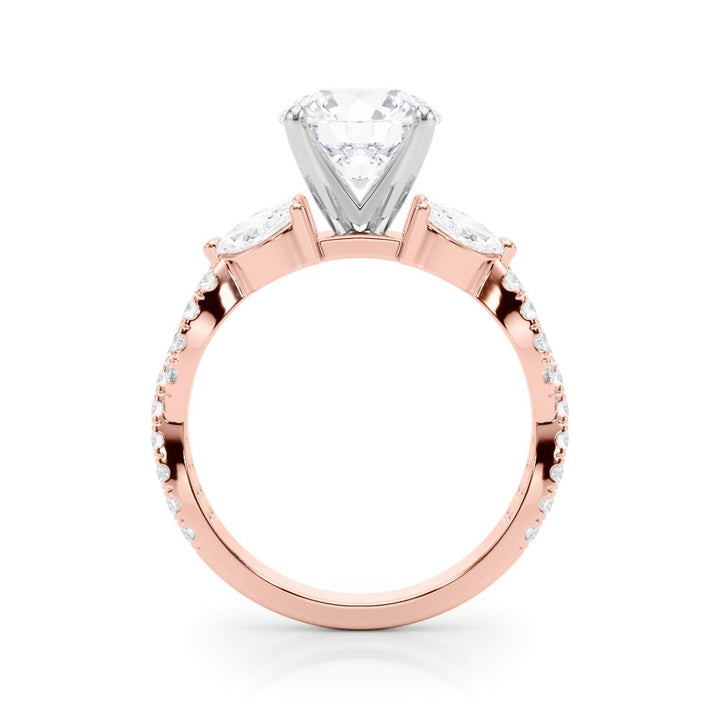 1.00CT 14K Round Brilliant Cut Diamond Ring Accented With Marquise and Round Cut Diamonds - Engagement rings - Design Jewellers Edmonton