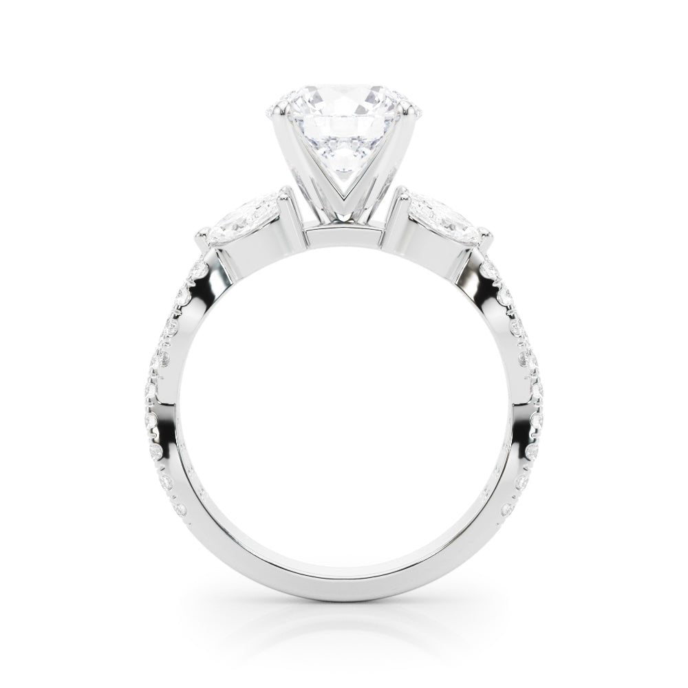 1.00CT 14K Round Brilliant Cut Diamond Ring Accented With Marquise and Round Cut Diamonds - Engagement rings - Design Jewellers Edmonton