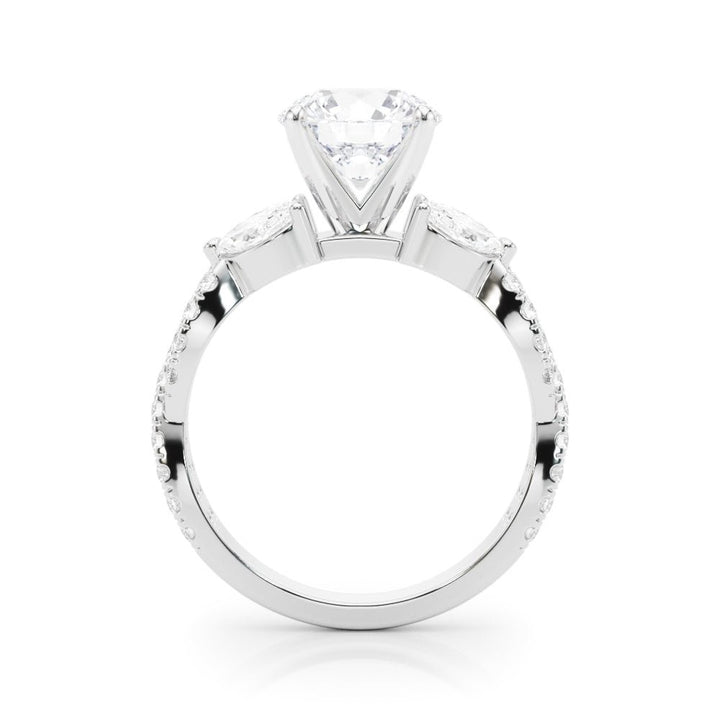 1.00CT 14K Round Brilliant Cut Diamond Ring Accented With Marquise and Round Cut Diamonds - Engagement rings - Design Jewellers Edmonton