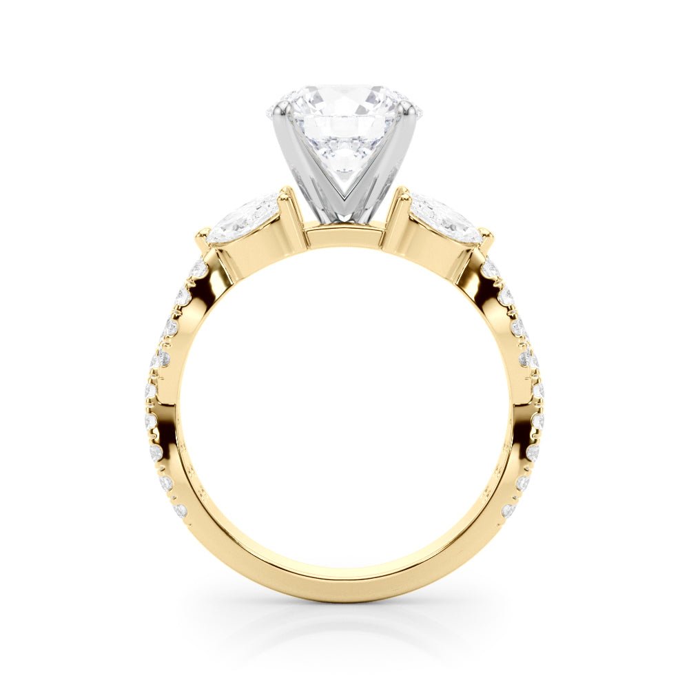 1.00CT 14K Round Brilliant Cut Diamond Ring Accented With Marquise and Round Cut Diamonds - Engagement rings - Design Jewellers Edmonton