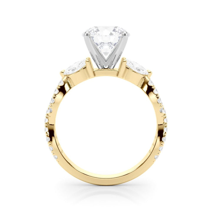 1.00CT 14K Round Brilliant Cut Diamond Ring Accented With Marquise and Round Cut Diamonds - Engagement rings - Design Jewellers Edmonton