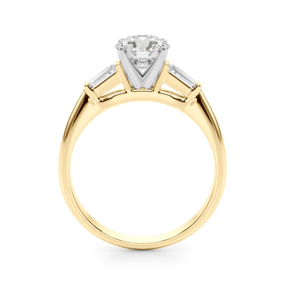 1.00CT 14K Round Brilliant Cut Diamond Ring Accented With Tapered Baguette Cut Diamonds - Luxury Rings - Design Jewellers Edmonton