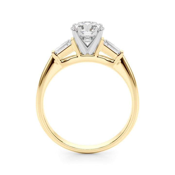 1.00CT 14K Round Brilliant Cut Diamond Ring Accented With Tapered Baguette Cut Diamonds - Luxury Rings - Design Jewellers Edmonton