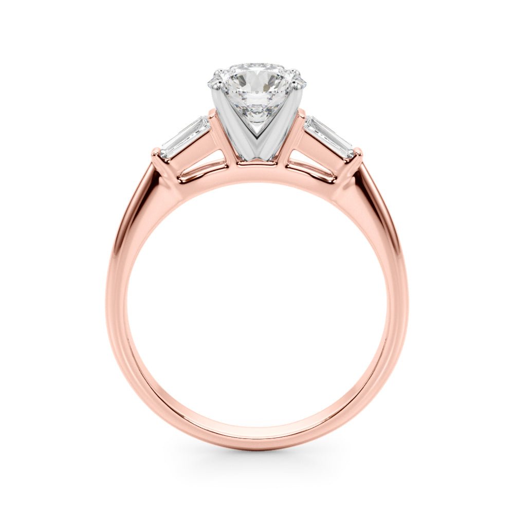 1.00CT 14K Round Brilliant Cut Diamond Ring Accented With Tapered Baguette Cut Diamonds - Luxury Rings - Design Jewellers Edmonton