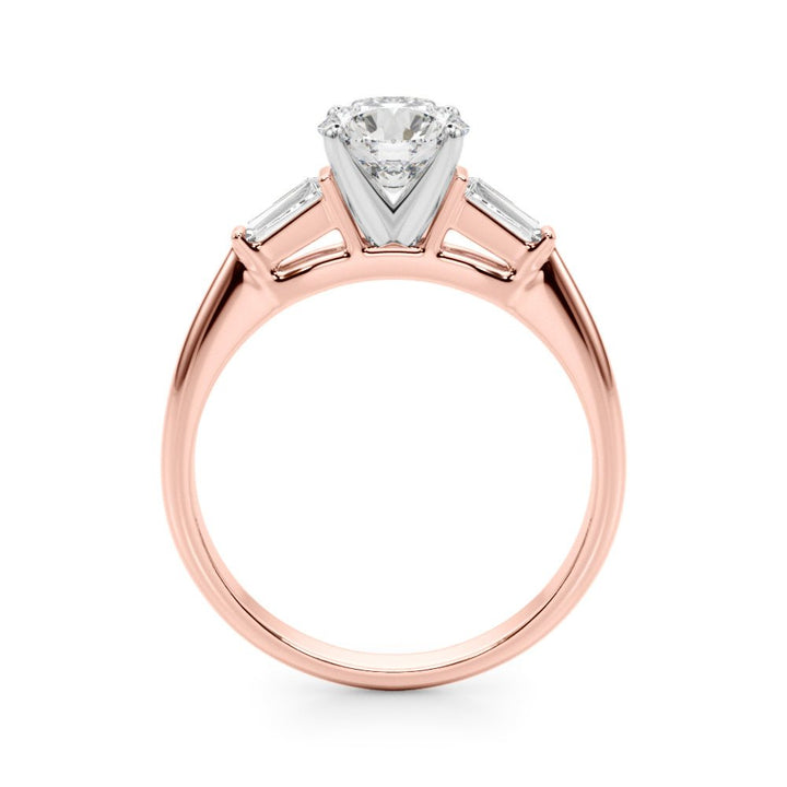 1.00CT 14K Round Brilliant Cut Diamond Ring Accented With Tapered Baguette Cut Diamonds - Luxury Rings - Design Jewellers Edmonton