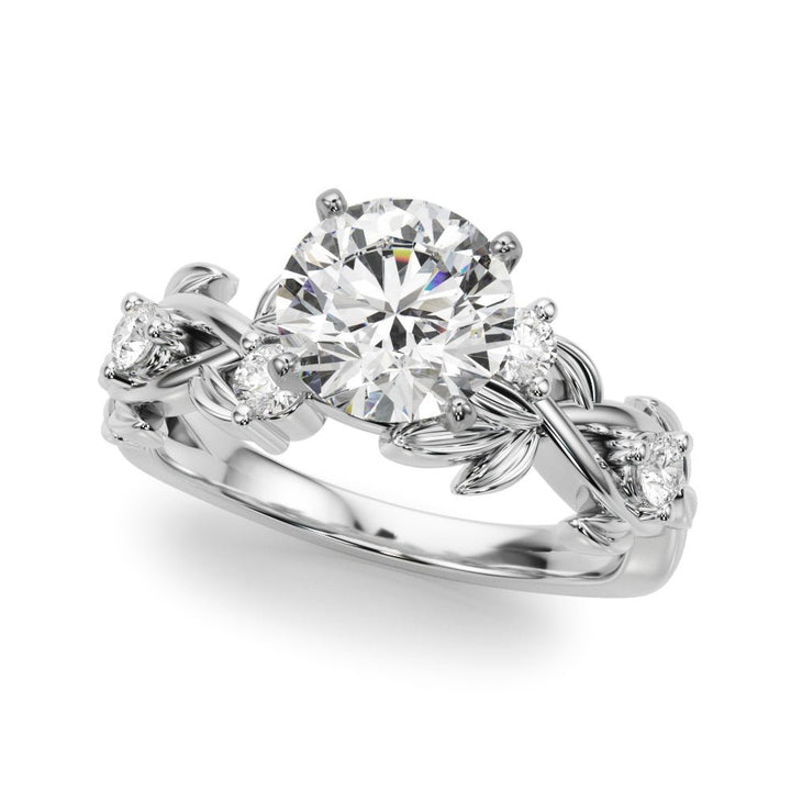 1.00CT 14K Round Brilliant Cut Diamond Ring With a Leaf Vine Design - Engagement rings - Design Jewellers Edmonton