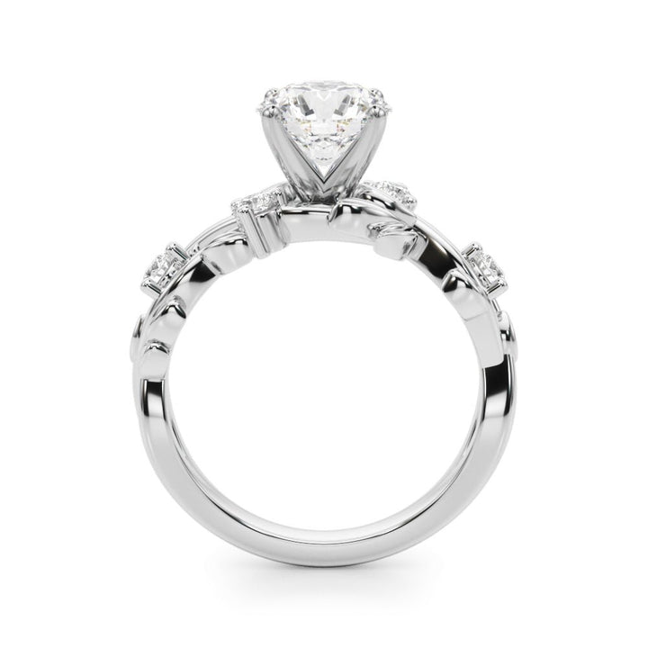 1.00CT 14K Round Brilliant Cut Diamond Ring With a Leaf Vine Design - Engagement rings - Design Jewellers Edmonton