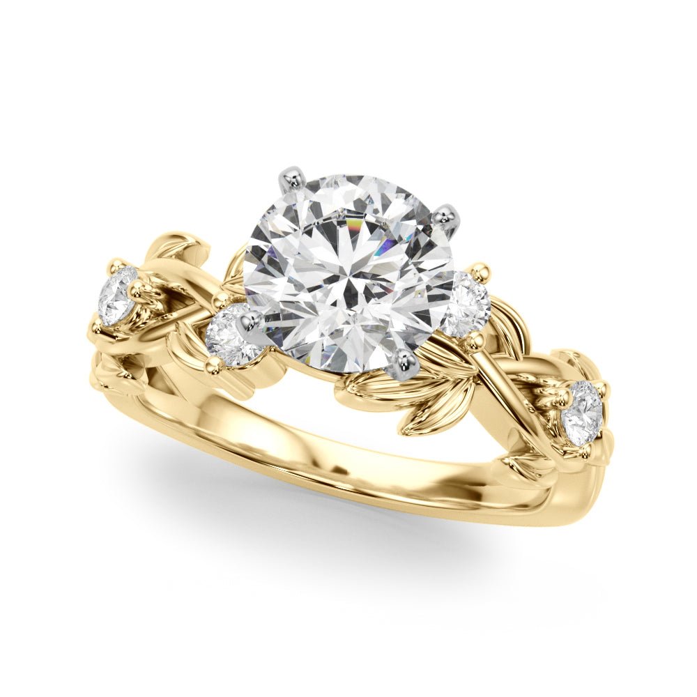 1.00CT 14K Round Brilliant Cut Diamond Ring With a Leaf Vine Design - Engagement rings - Design Jewellers Edmonton