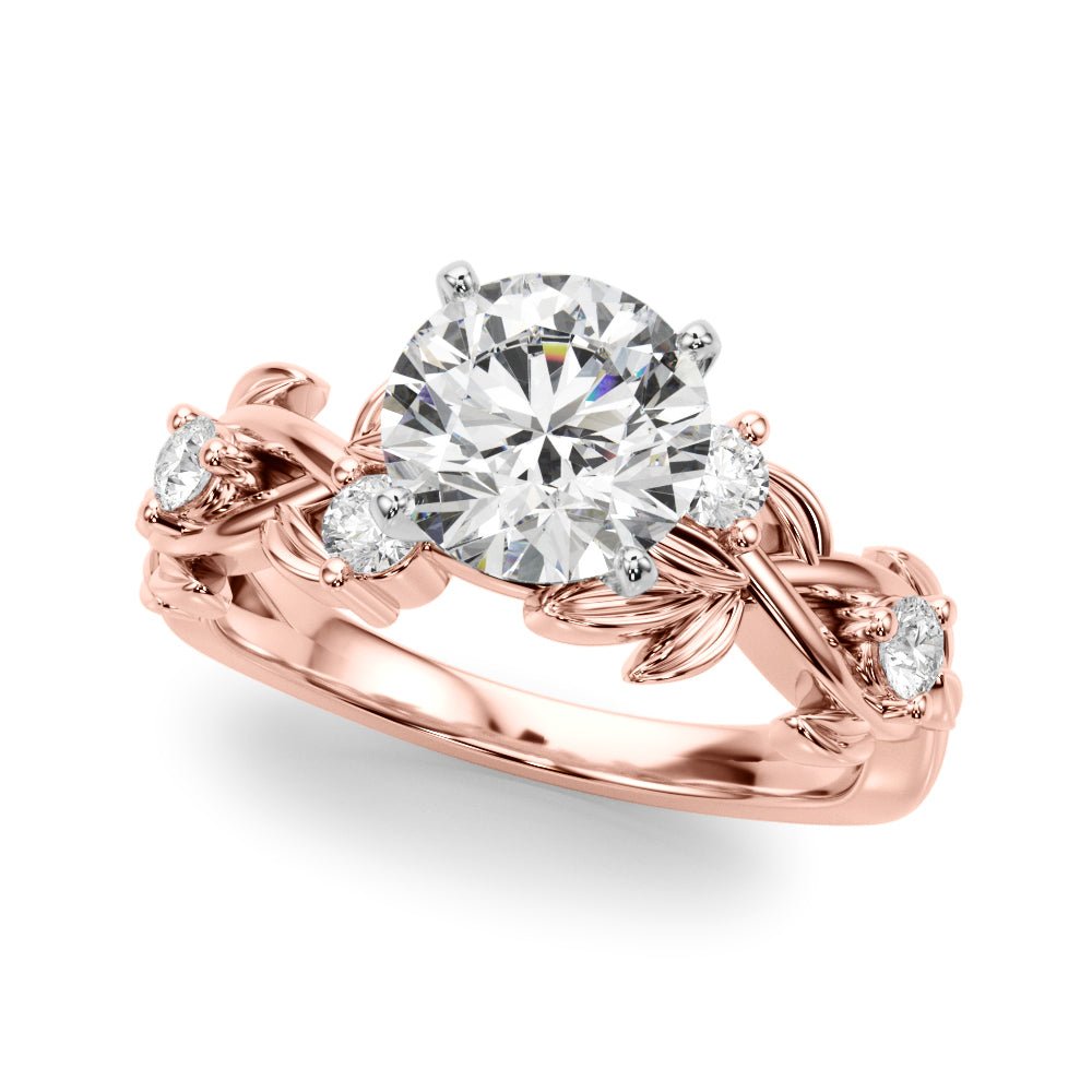 1.00CT 14K Round Brilliant Cut Diamond Ring With a Leaf Vine Design - Engagement rings - Design Jewellers Edmonton