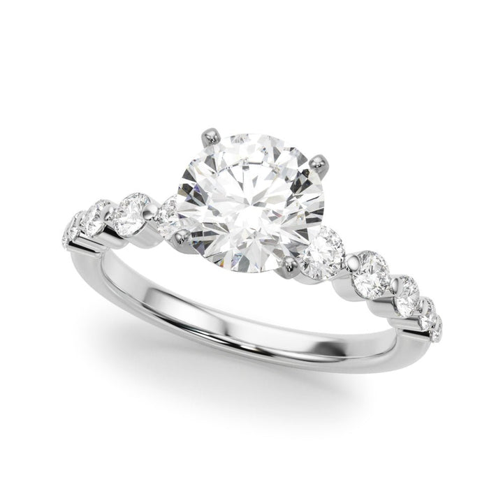 1.00CT 14K Round Brilliant Cut Diamond Ring With Additional Side Diamonds - Engagement rings - Design Jewellers Edmonton