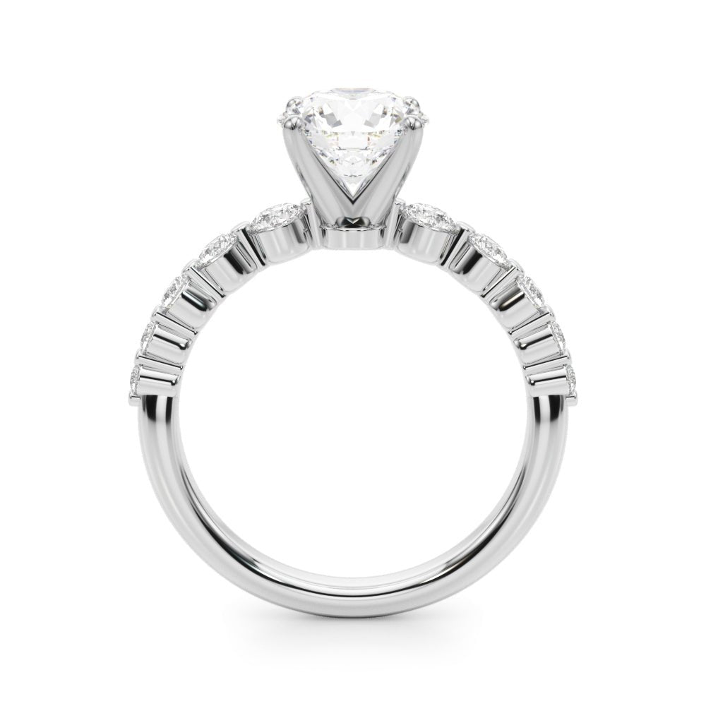 1.00CT 14K Round Brilliant Cut Diamond Ring With Additional Side Diamonds - Engagement rings - Design Jewellers Edmonton