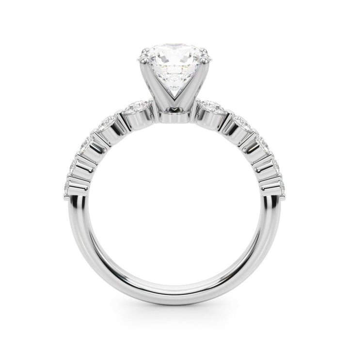 1.00CT 14K Round Brilliant Cut Diamond Ring With Additional Side Diamonds - Engagement rings - Design Jewellers Edmonton