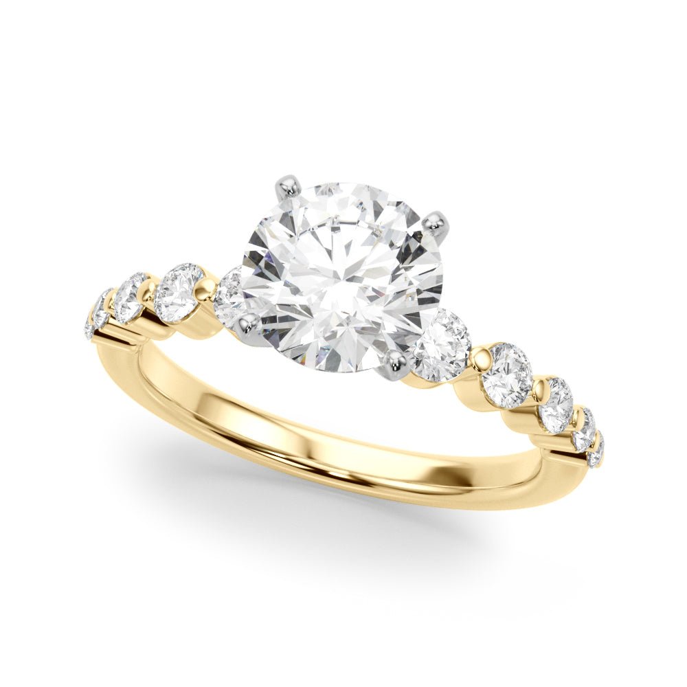 1.00CT 14K Round Brilliant Cut Diamond Ring With Additional Side Diamonds - Engagement rings - Design Jewellers Edmonton