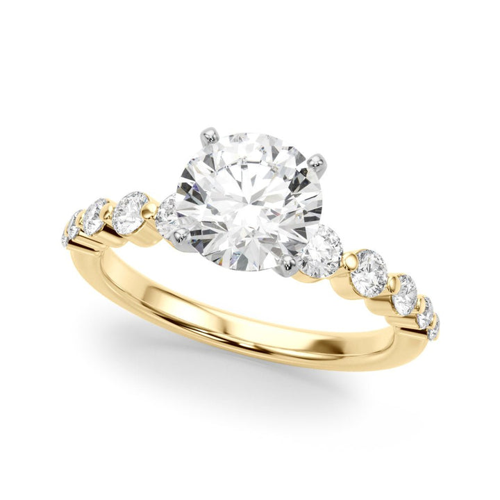 1.00CT 14K Round Brilliant Cut Diamond Ring With Additional Side Diamonds - Engagement rings - Design Jewellers Edmonton