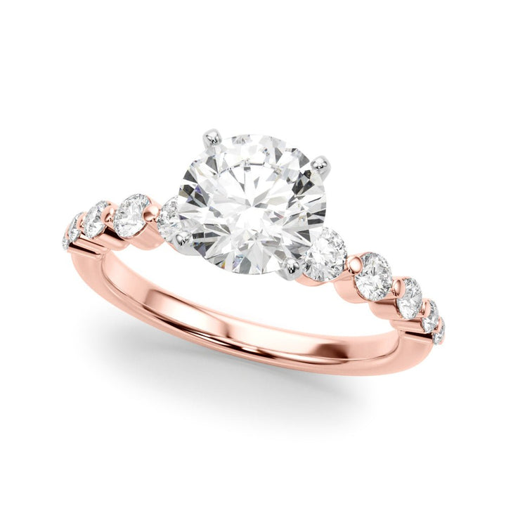 1.00CT 14K Round Brilliant Cut Diamond Ring With Additional Side Diamonds - Engagement rings - Design Jewellers Edmonton