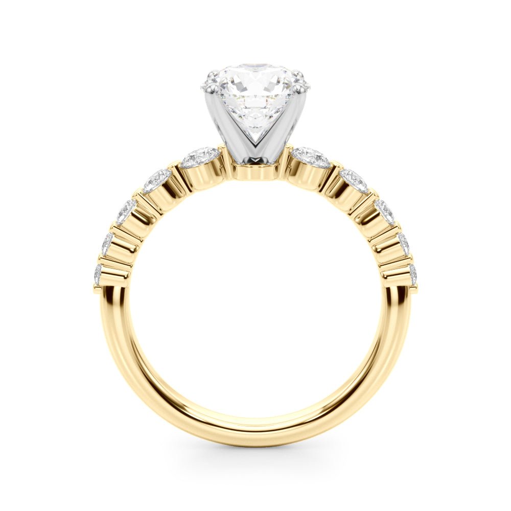1.00CT 14K Round Brilliant Cut Diamond Ring With Additional Side Diamonds - Engagement rings - Design Jewellers Edmonton