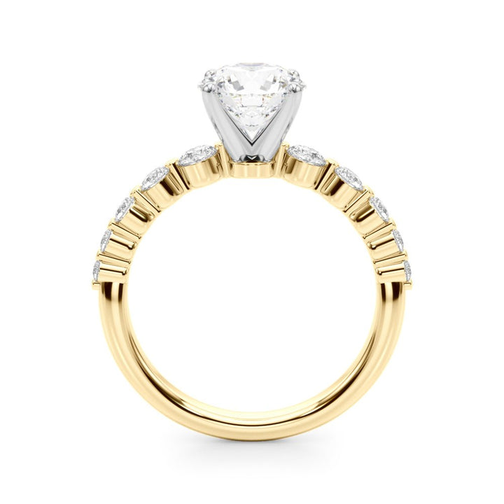 1.00CT 14K Round Brilliant Cut Diamond Ring With Additional Side Diamonds - Engagement rings - Design Jewellers Edmonton