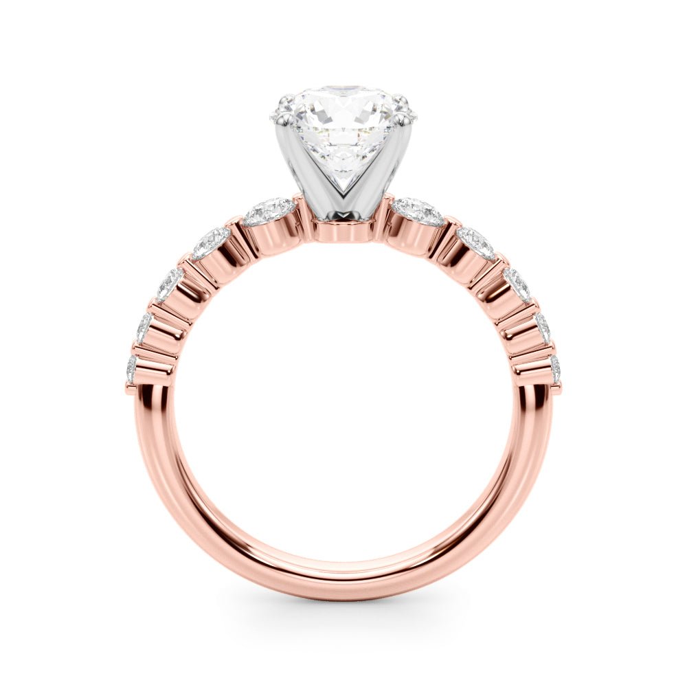 1.00CT 14K Round Brilliant Cut Diamond Ring With Additional Side Diamonds - Engagement rings - Design Jewellers Edmonton